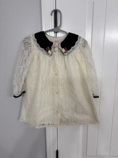 Vintage Little Precious Lace Toddler Girl Dress Dark Green Collar 2t