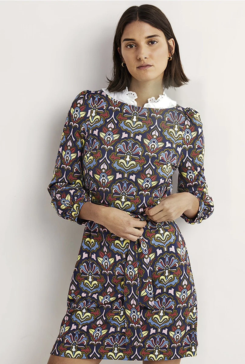 boden tie detail jersey shift dress Boden Women's Heidi Ruched Rope Jersey Dress in Pink main image 1