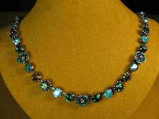 MARIANA NECKLACE SWAROVSKI CRYSTALS SS PL MOSAIC GREEN TEAL Multi Gift Christmas