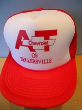 Nos Vintage 1980s AT Chevrolet Chevy Trucker Mesh Snap Back Cap Hat Retro Dealer