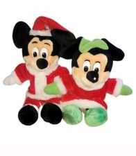 Vintage Mickey Minnie Mouse 14" Christmas Plush Stuffed Disneyland World