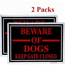 2 Packs Metal Beware of Dog Signs For FENCE 10"x14"Easy to Mount for Yard Large