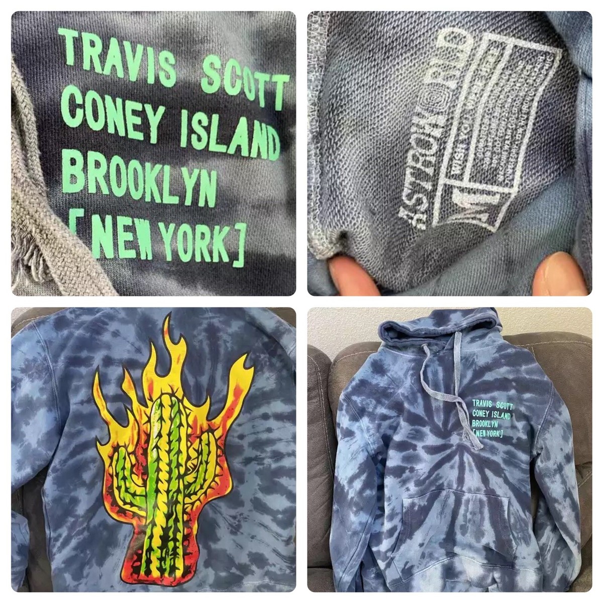 Travis Scott Cactus Jack Coney Island Tie Dye Hoodie Size Medium