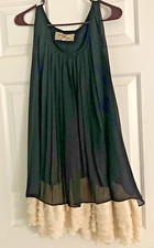 Flair Collection Ruffled Hem Babydoll Mini Dress Flare Black/cream Sz Small Boho