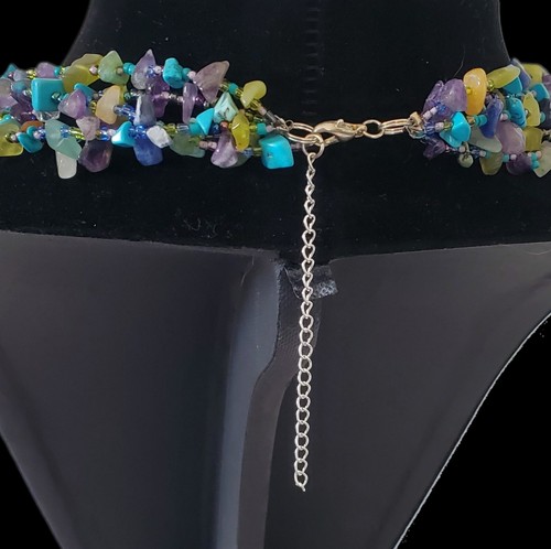 Amethyst, Citrine, And Turquoise Natural Stone Multi-Strand Necklace - Picture 6 of 15