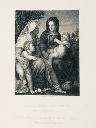 c1861 Print THE MADONNA AND CHILD With Elizabeth & St John - Andrea Del Sarto - Picture 2 of 3