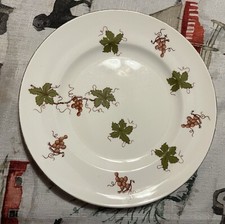 Vintage ROYAL VICTORIA England China RED GRAPE Pattern 8” Plate Gold Rim!!