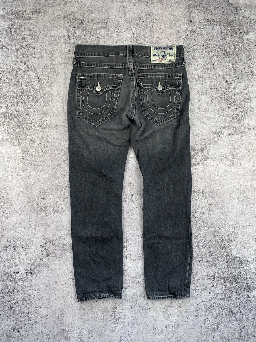 Vintage True Religion Skinny Gray Black Jeans Denim Pants Men's Size 31