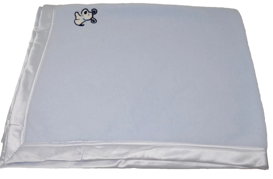 Manta Bebé Wamsutta 31x40" Azul con Borde Satinado y Perros Foto 4 de 4