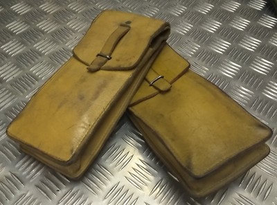 Echt Vintage Leder Munition / Utility Tasche hellbraun / hellbraun X2