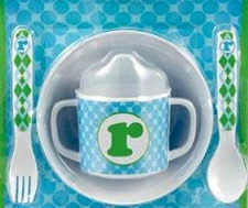 Mud Pie® Letter "R" Feeding Set in Blue, New