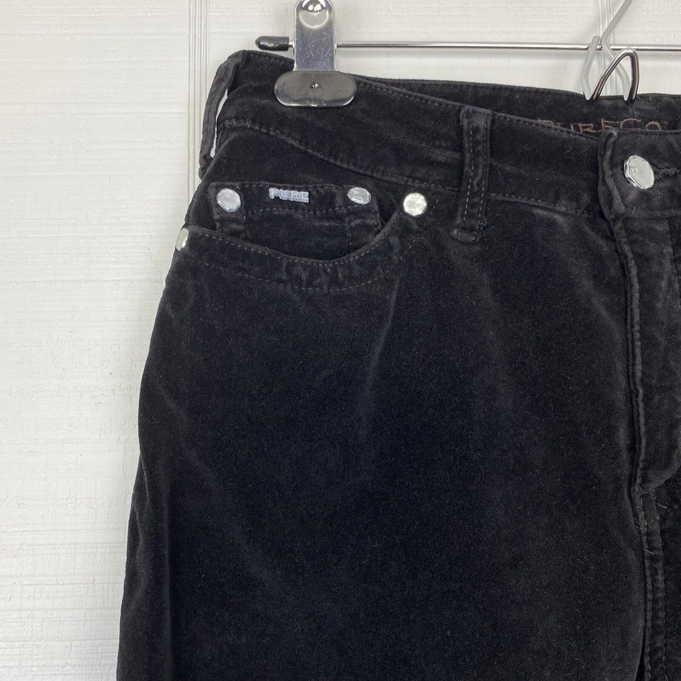 Pantalones de Terciopelo Negro Color Puro Corte Bota Acampanado Bordado Talla 29 Foto 2 de 4