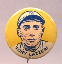 Hall of Fame 1930 TONY LAZZERI Cracker Jack PR4 baseball pinback button ^