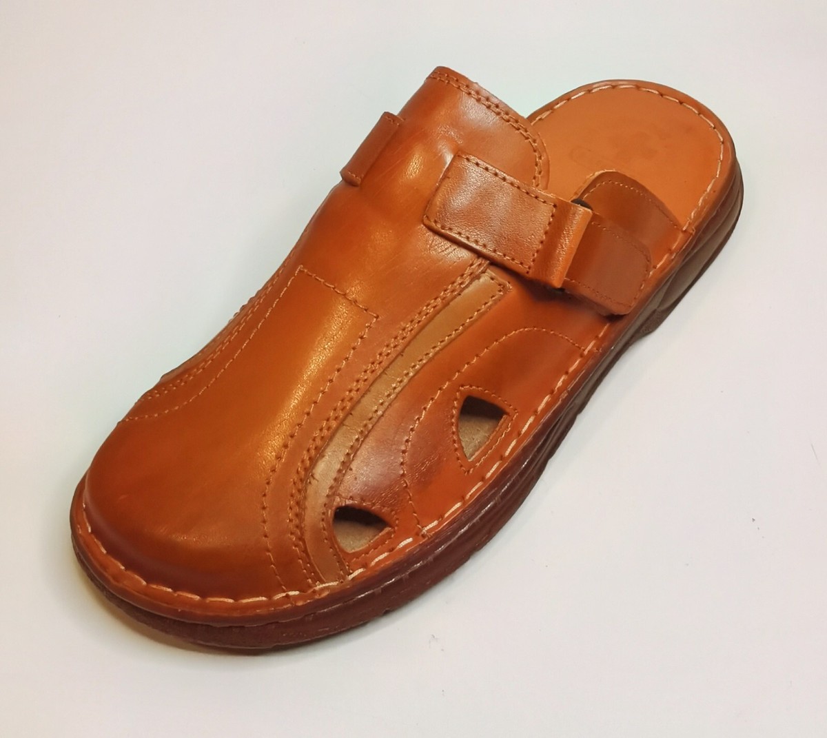 Lukpol Mens Natural Comfortable Buffalo Leather Orthopedic Sandals Model 809