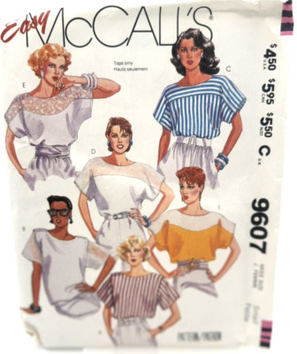 McCall's Easy Pattern #9607 - Tops (Size Small)