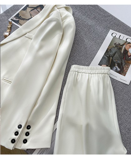 Women Formal Suit Set New Casual Autumn Suit Jacket Wide Leg Pants Two-piece Set - 第 15/27 張圖片