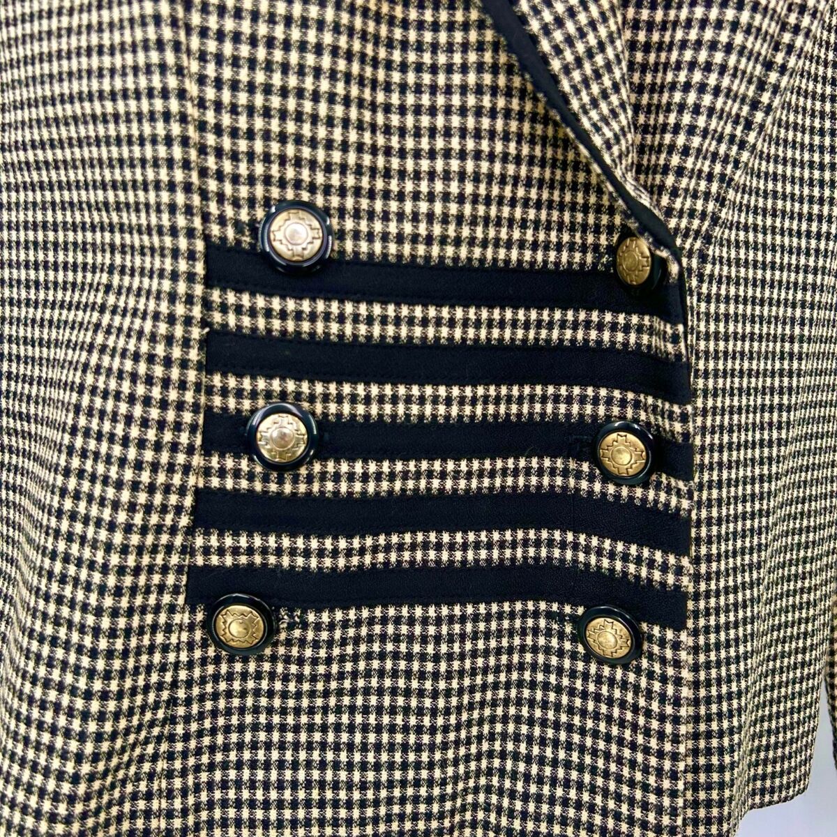 VINTAGE 80S VIRGO II BLACK & BEIGE CHECKER DOUBLE BREASTED VINTAGE 80S VIRGO II BLACK & BEIGE CHECKER DOUBLE BREASTED