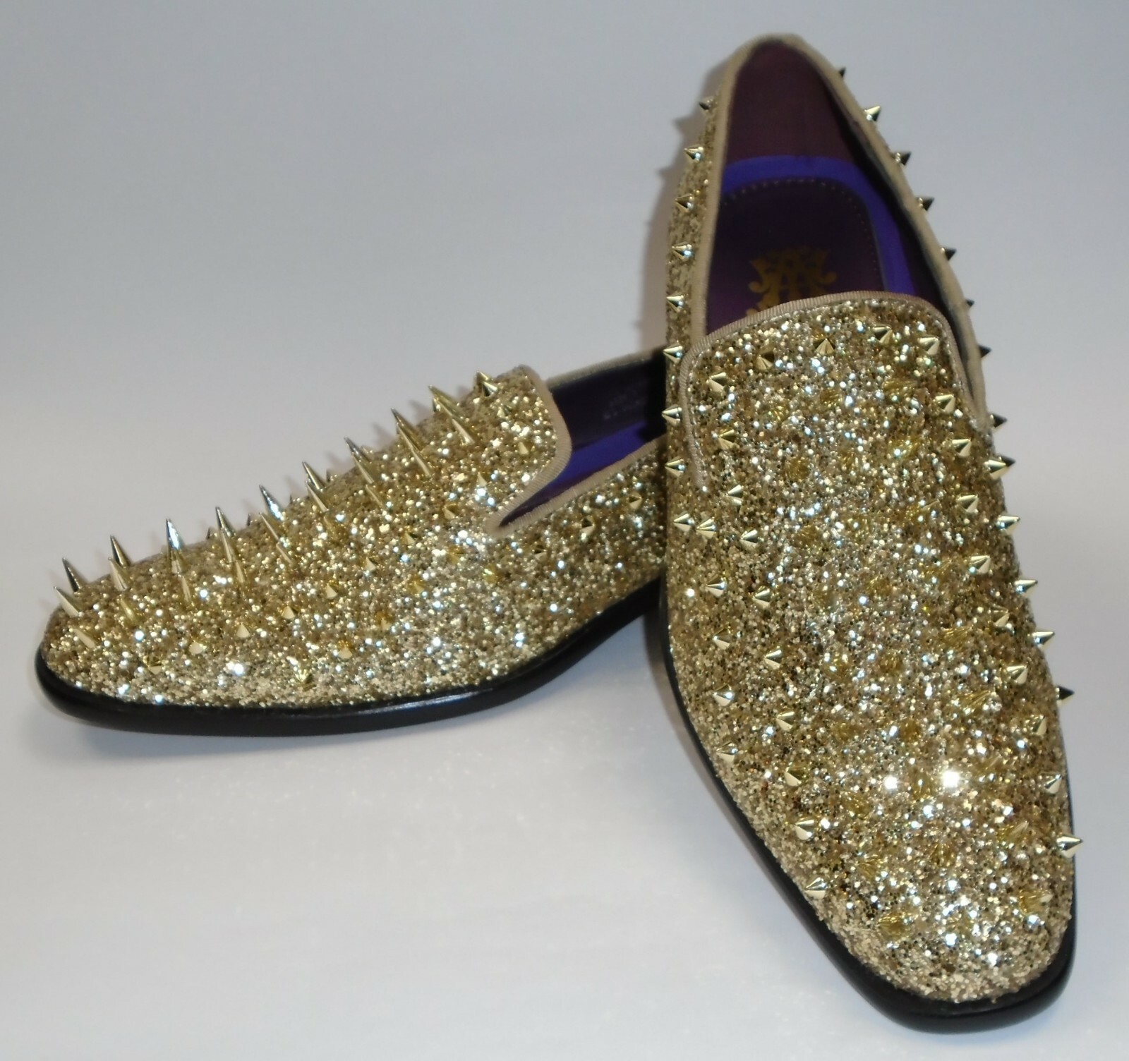 gold dress shoes with spikes