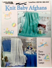 Leisure Arts KNIT BABY AFGHANS 2316 Pattern Booklet 3 Designs 1992 Free Ship