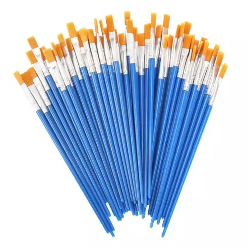 100pcs Artist Paint Flat Brushes Set Acrylic Oil Watercolor Painting Art Craft - Picture 10 of 10