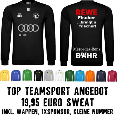 Sweat Sweatshirt Trainingssweat Trikotsatz Druck Flock Teamsport