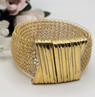 Vintage Chunky Bold Bracelet Mesh Monet Gold Tone Snap Unique