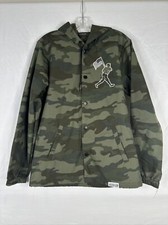 Baseballism Brand Windbreaker Hooded Jacket Mens Size S Green Camouflage Snap