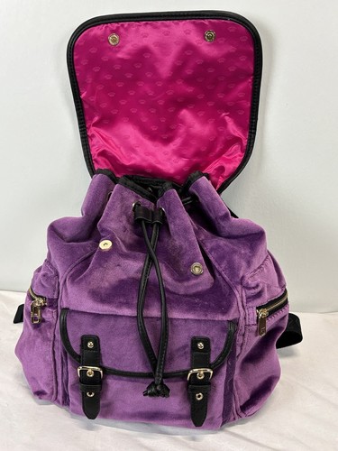 Vtg Juicy Couture Y2K Mini Velvet backpack Purple VGUC HTF - Picture 3 of 8