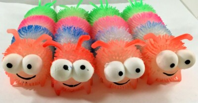 Stretchy Squeezable Multicolor Caterpillar Goggle Eyes 6'' Lot Of 4 New 