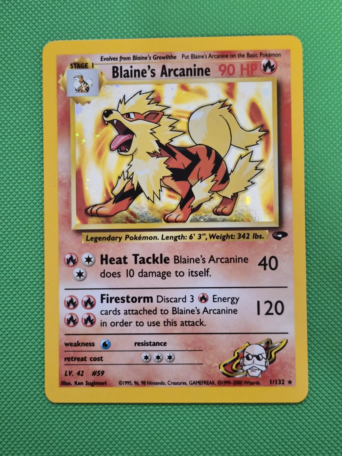Pokemon TCG Blaine's Arcanine 1/132 Gym Challenge Holo NM
