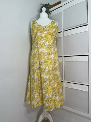 Stunning Per Una Midi Maxi Dress Size 18 L Floral Cottagecore Flare Linen - Image 1 of 4