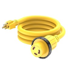 6FT 30-Amp to 15-Amp 110V Marine  RV Adapter Cord,NEMA 5-15P 6 Ft, Yellow