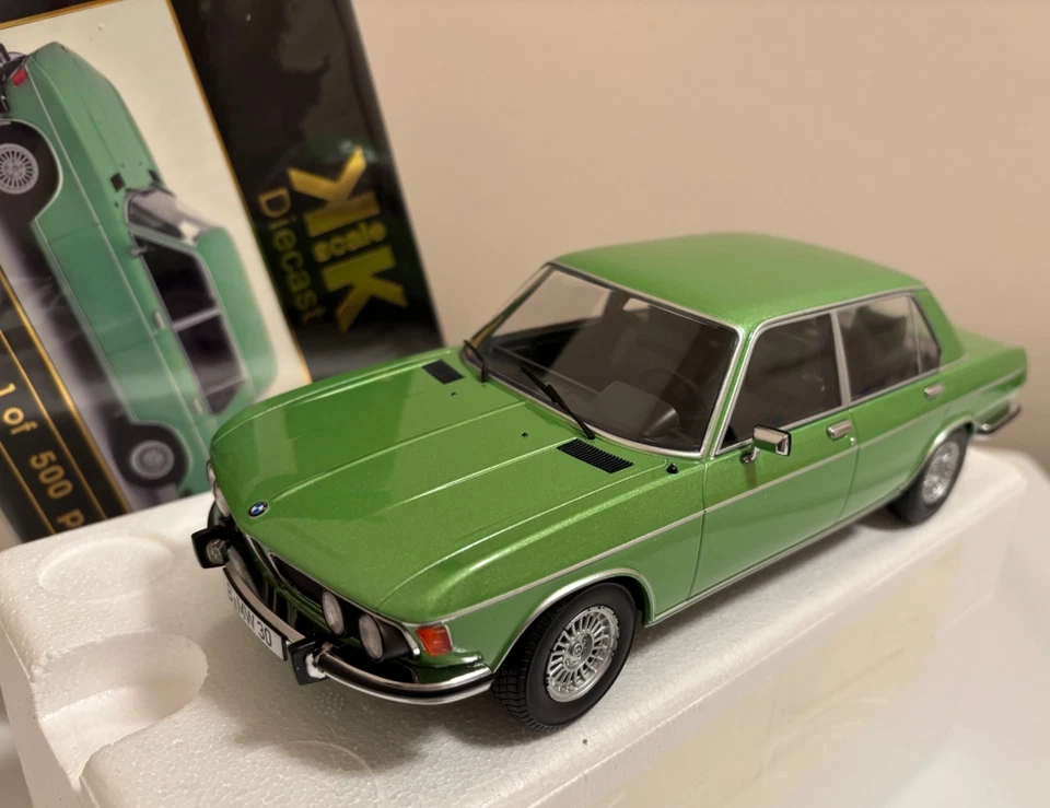 1972 BMW 3.0S (E3) 4 Speed, Taiga Green Metallic, KK Scale, 1 of 500, New 1/18 - Image 2 of 4