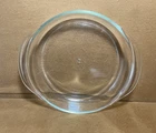 Vintage Pyrex #221 Clear Glass Round Handled Casserole Baking Dish 8.25” USA