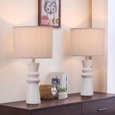 24.75'' White Ceramic Table Lamps Set of 2 - Modern Minimalist White Lamps Set...