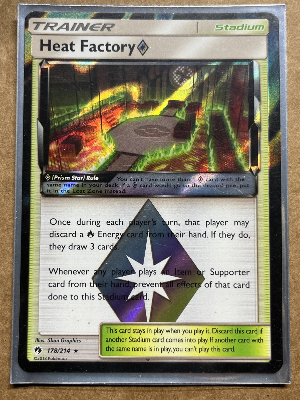 Pokemon Card Thunder Mountain 191/214 Lost Thunder Rare Holo Prism Star NM