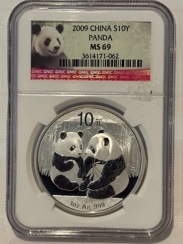 2009 China Silver Panda 30th Anniversary 10 Yuan NGC MS 69