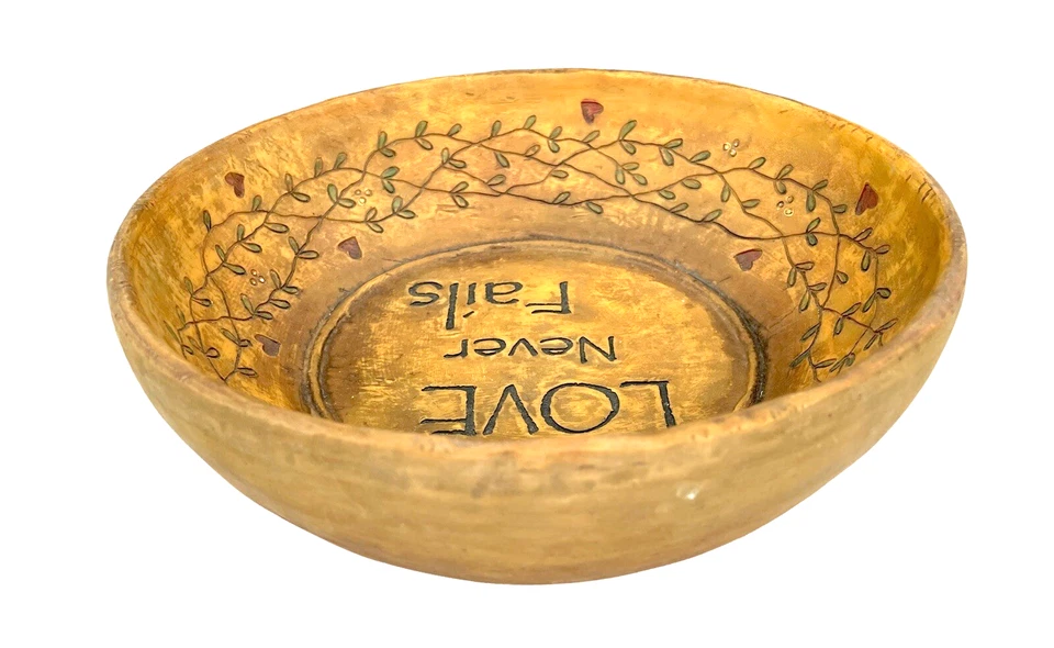 Cuenco "Love Never Fails" estilo rústico country primitivo 8,75" ¡RÁPIDO GRATIS! Foto 4 de 4