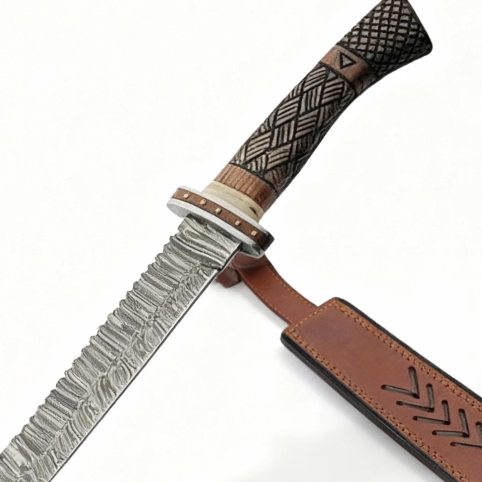 25,5-дюймовая трость в стиле сабли из английского ореха с прокладками из кости и нержавеющей стали - Изображение 3 из 4