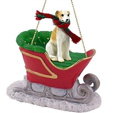 Conversation Concepts Whippet Tan & White Dog Sleigh Dog Holiday Ornament