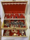 Lot Of Vintage Antique Jewelry Box Jewelry Scrap Costume Necklaces Earrings