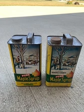 LOT Vintage Ohio’s Famous Geauga County Pure Maple Syrup One Gallon Tins NICE!