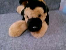 FAO Schwarz German Shepherd Plush Puppy Dog Stuffed Animal Black  Brown 14"