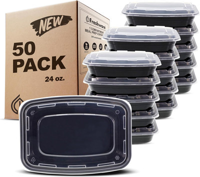 Freshware Meal Prep Containers [50 Pack] 1 Compartment with Lids, Food Storage C