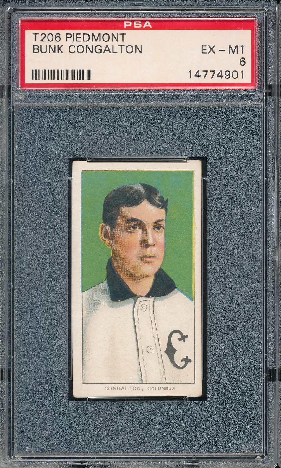 T206 Piedmont 350/25 Bunk Congalton PSA 6 - Columbus - POP 28