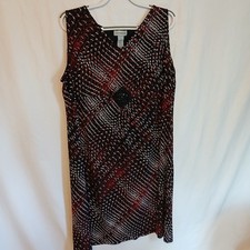 Catherine's 2X 22/24 Sleeveless A-Line Dress Red/Black Diamond Plaid Geometric