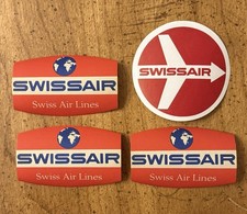 Lot Of (4) VINTAGE SwissAir Airline Luggage Labels