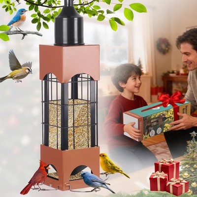 Squirrel-Proof Metal Bird Feeder - 5LB Weight-Activated, Large Outdoor Feeders f