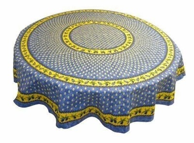 Le Cluny Monaco Coated Tablecloth, Blue 70'' Round
