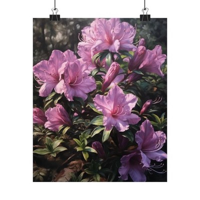 Purple Azalea Flower Art Print Poster, Flower Painting, Flower Décor, Azaleas 